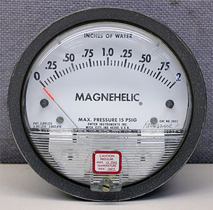 Magnehelic pressure gauge used for monitoring differential pressure in oxidizer systems
